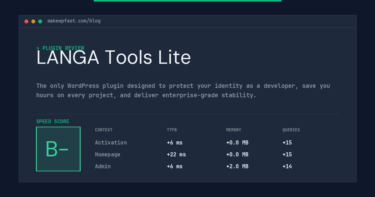 LANGA Tools Lite - MakeWPFast