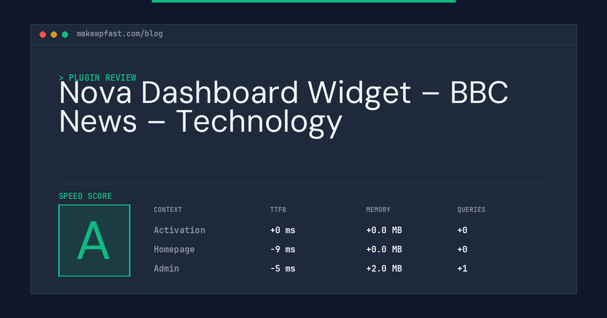 Nova Dashboard Widget – BBC News – Technology - MakeWPFast