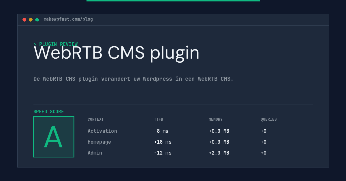 WebRTB CMS plugin - MakeWPFast