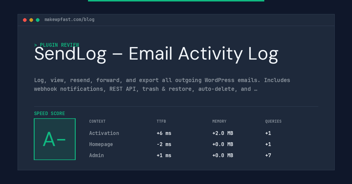 SendLog – Email Activity Log - MakeWPFast