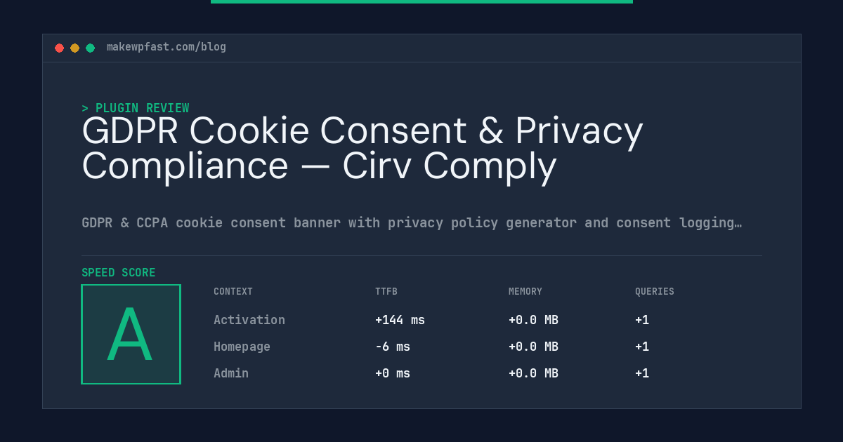GDPR Cookie Consent & Privacy Compliance — Cirv Comply - MakeWPFast