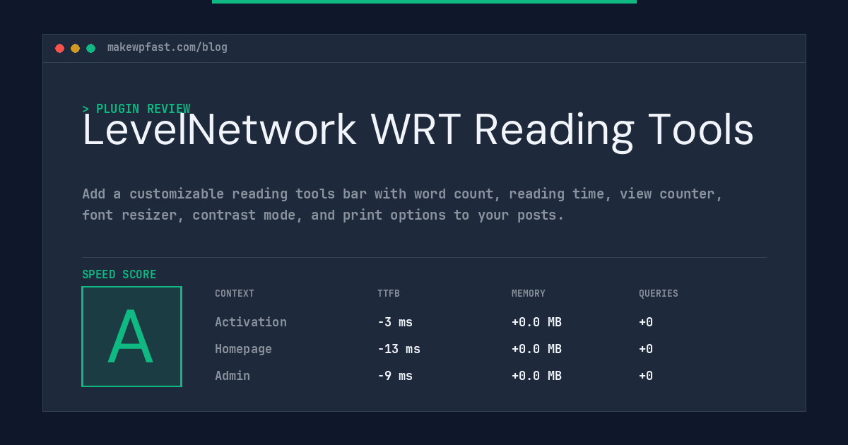LevelNetwork WRT Reading Tools - MakeWPFast