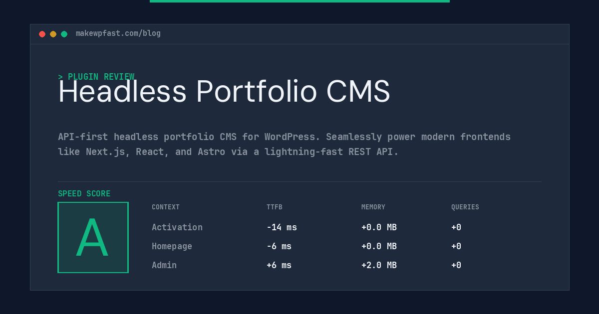 Headless Portfolio CMS - MakeWPFast