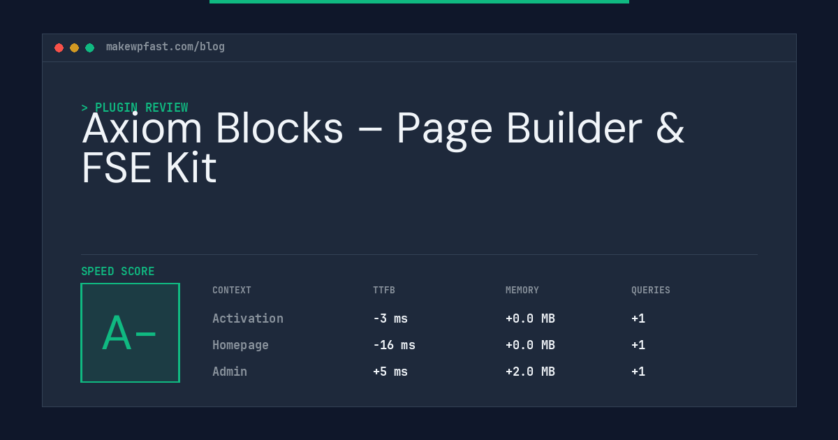 Axiom Blocks – Page Builder & FSE Kit - MakeWPFast