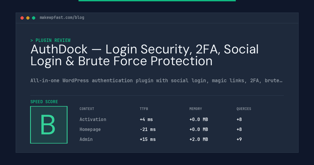 AuthDock — Login Security, 2FA, Social Login & Brute Force Protection - MakeWPFast