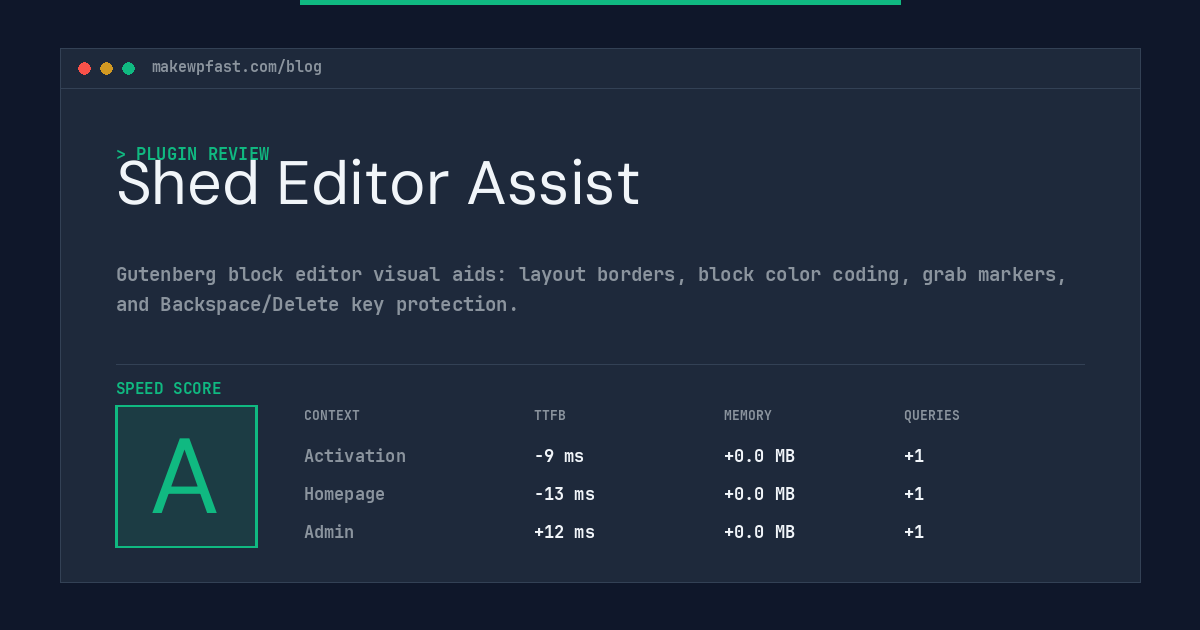 Shed Editor Assist - MakeWPFast