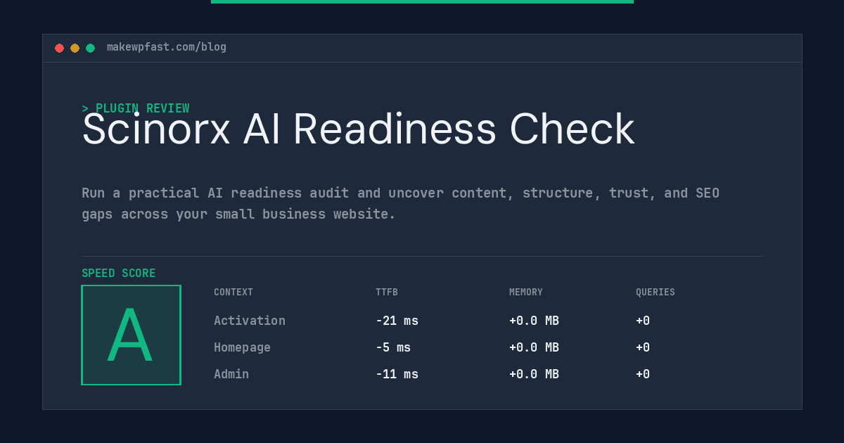 Scinorx AI Readiness Check - MakeWPFast
