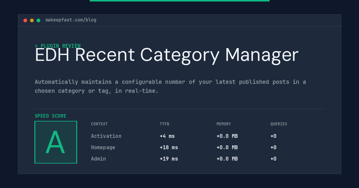 EDH Recent Category Manager - MakeWPFast