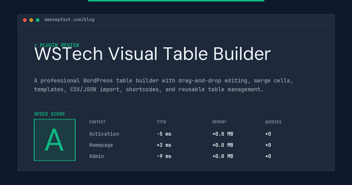 WSTech Visual Table Builder - MakeWPFast