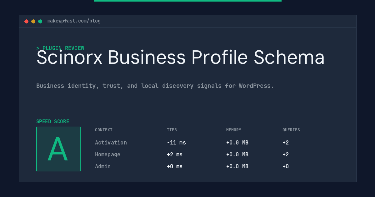 Scinorx Business Profile Schema - MakeWPFast