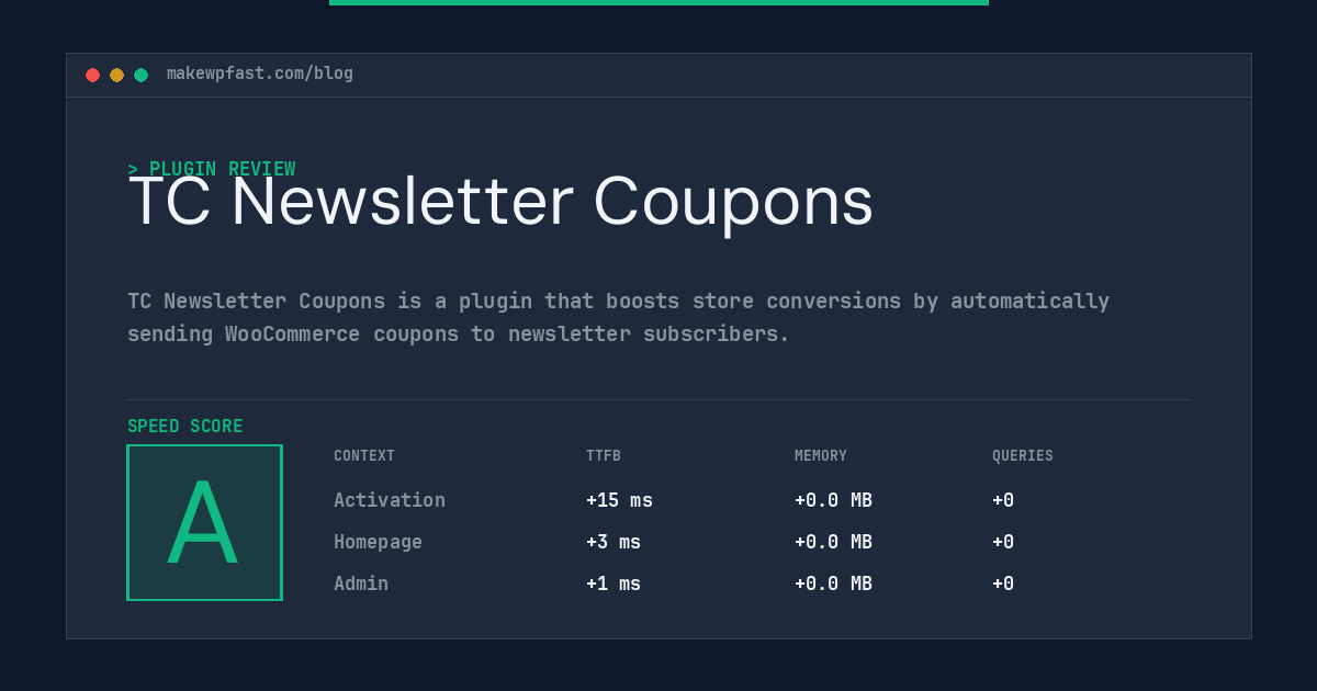 TC Newsletter Coupons - MakeWPFast
