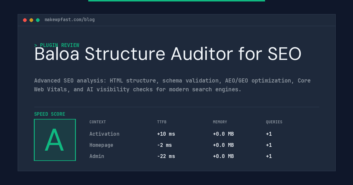 Baloa Structure Auditor for SEO - MakeWPFast