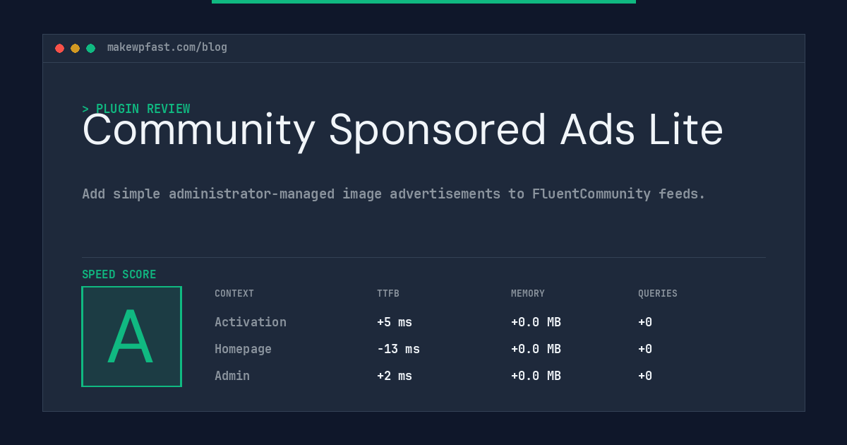 Community Sponsored Ads Lite - MakeWPFast
