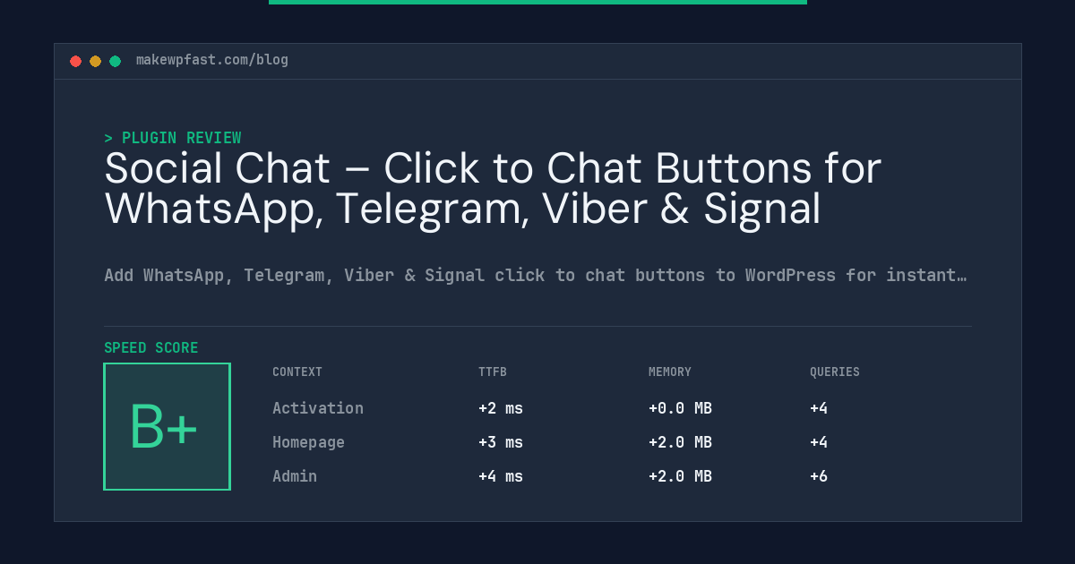 Social Chat – Click to Chat Buttons for WhatsApp, Telegram, Viber & Signal - MakeWPFast