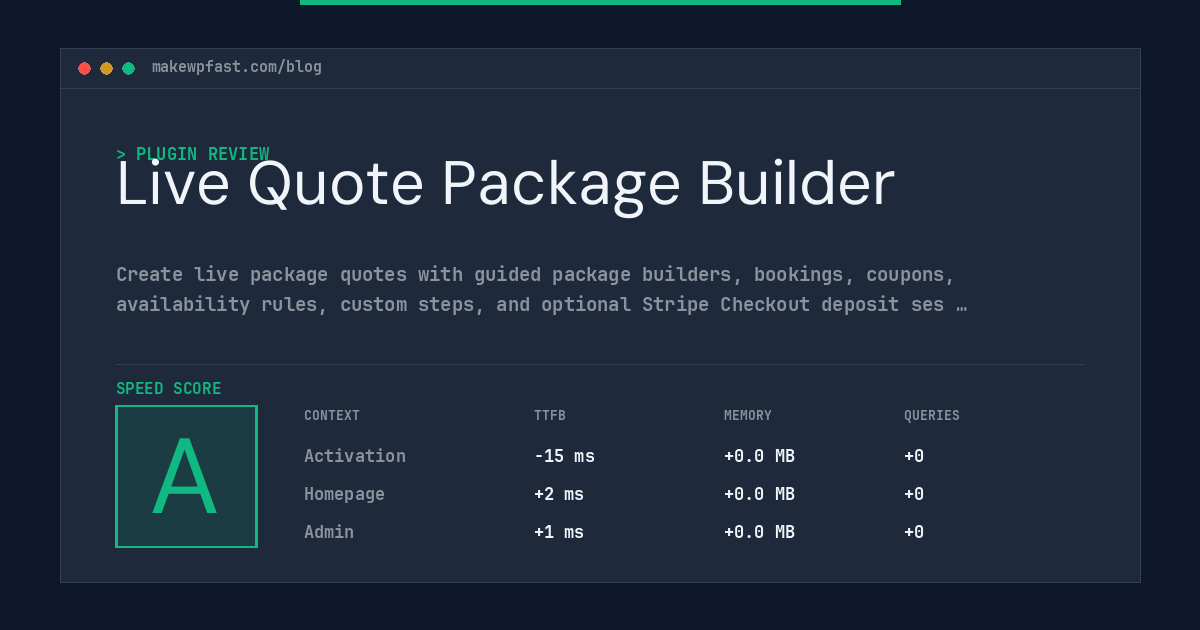 Live Quote Package Builder - MakeWPFast