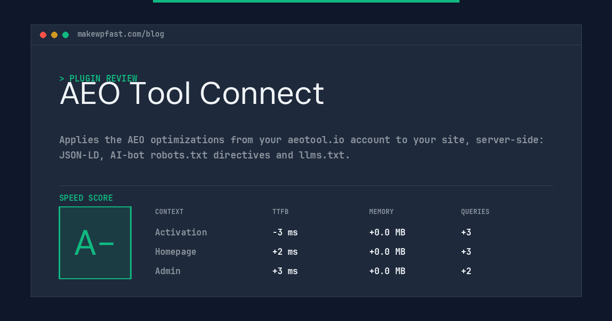 AEO Tool Connect - MakeWPFast