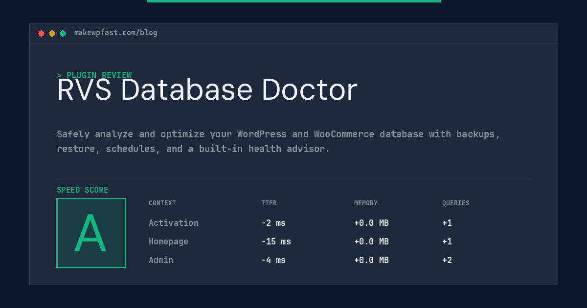 RVS Database Doctor - MakeWPFast