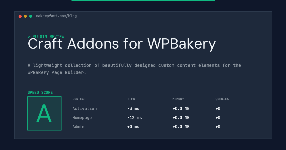 Craft Addons for WPBakery - MakeWPFast