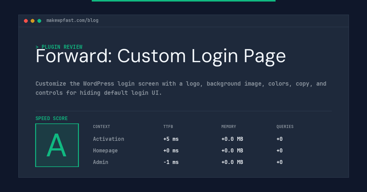 Forward: Custom Login Page - MakeWPFast