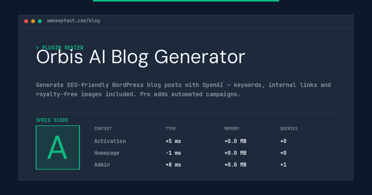 Orbis AI Blog Generator - MakeWPFast