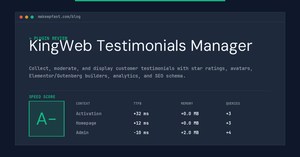 KingWeb Testimonials Manager - MakeWPFast