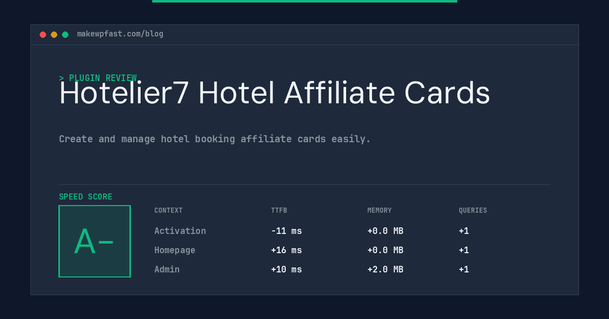 Hotelier7 Hotel Affiliate Cards - MakeWPFast