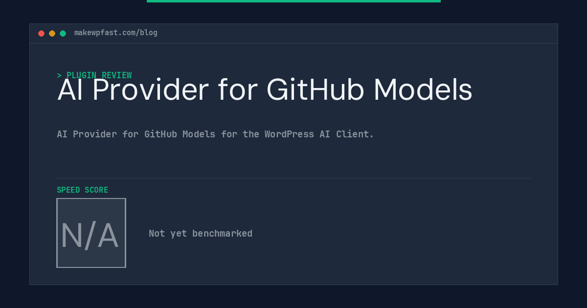 AI Provider for GitHub Models - MakeWPFast