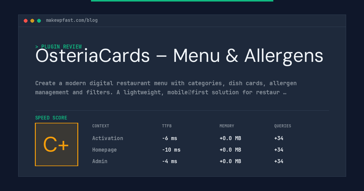 OsteriaCards – Menu & Allergens - MakeWPFast
