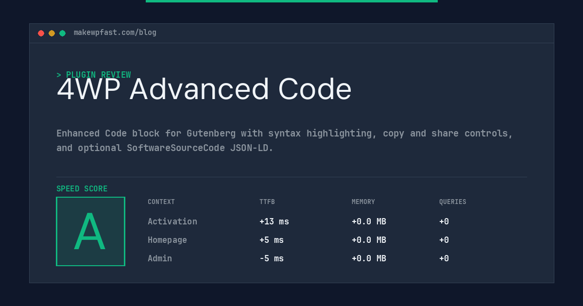 4WP Advanced Code - MakeWPFast