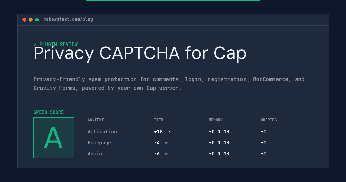 Privacy CAPTCHA for Cap - MakeWPFast