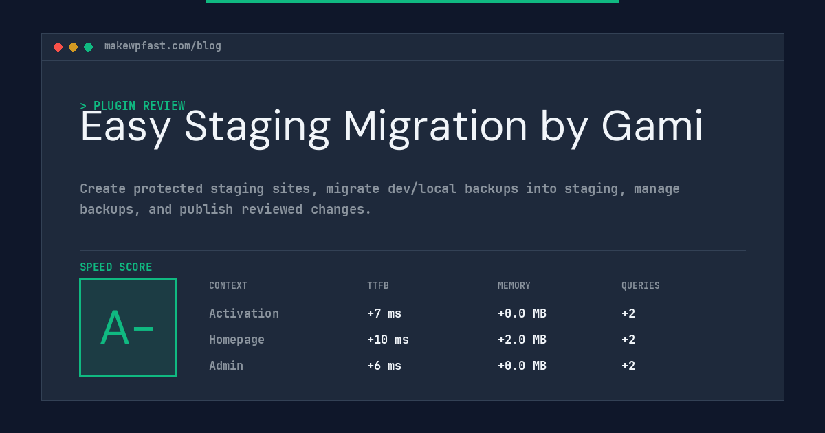 Easy Staging Migration by Gami - MakeWPFast