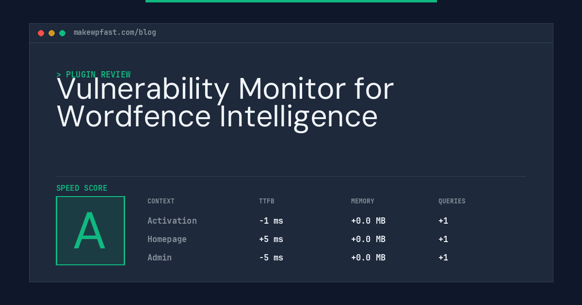 Vulnerability Monitor for Wordfence Intelligence - MakeWPFast