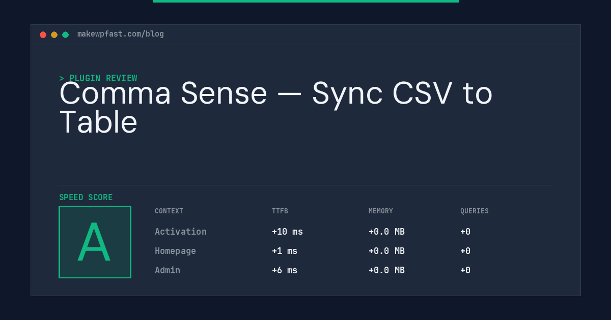 Comma Sense — Sync CSV to Table - MakeWPFast