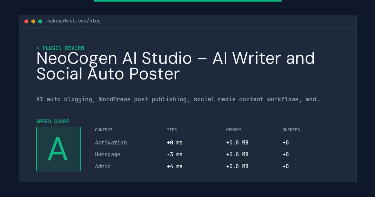NeoCogen AI Studio – AI Writer and Social Auto Poster - MakeWPFast