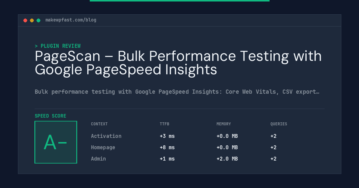 PageScan – Bulk Performance Testing with Google PageSpeed Insights - MakeWPFast