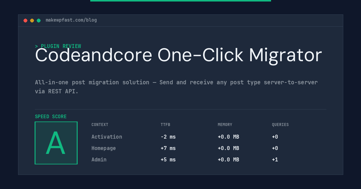 Codeandcore One-Click Migrator - MakeWPFast