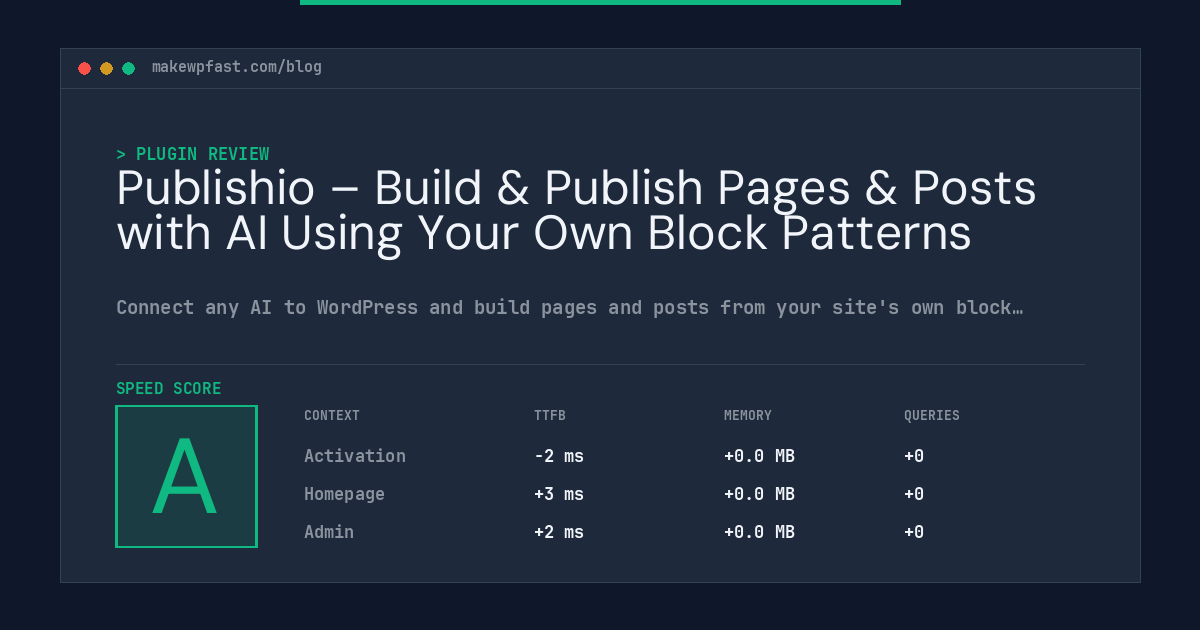 Publishio – Build & Publish Pages & Posts with AI Using Your Own Block Patterns - MakeWPFast