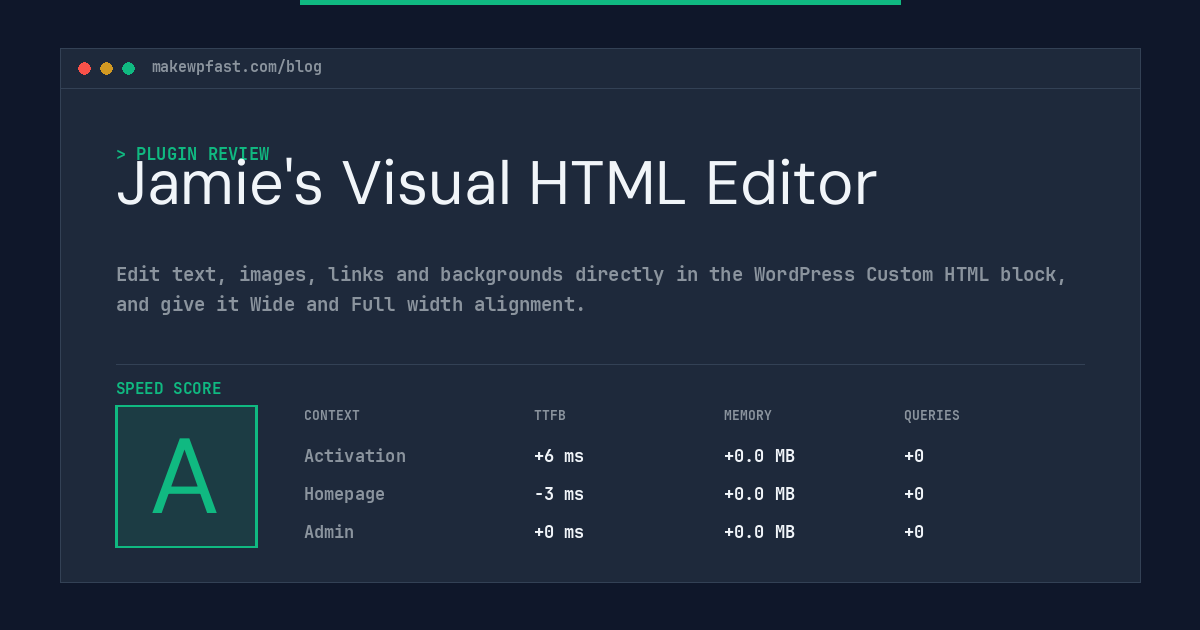 Jamie's Visual HTML Editor - MakeWPFast