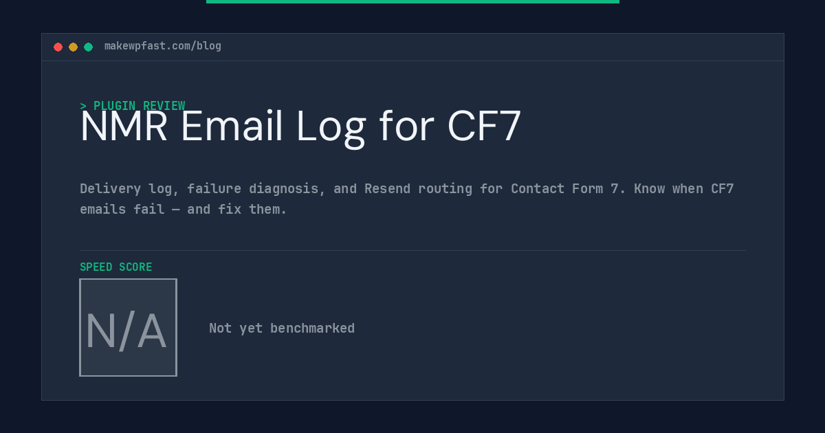 NMR Email Log for CF7 - MakeWPFast