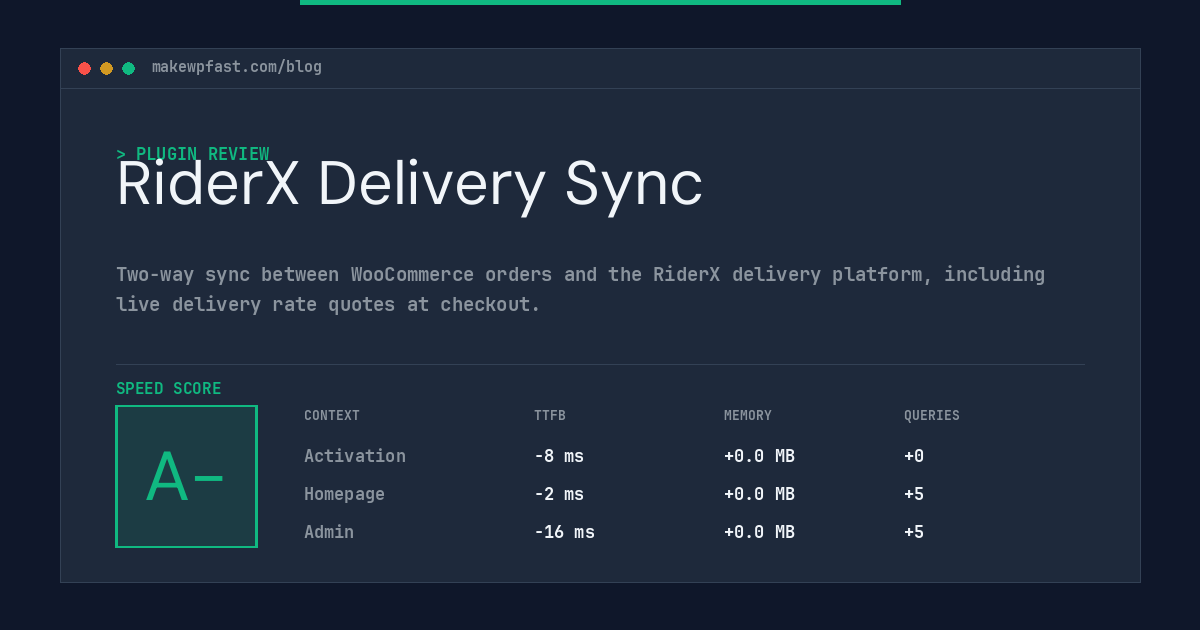 RiderX Delivery Sync - MakeWPFast