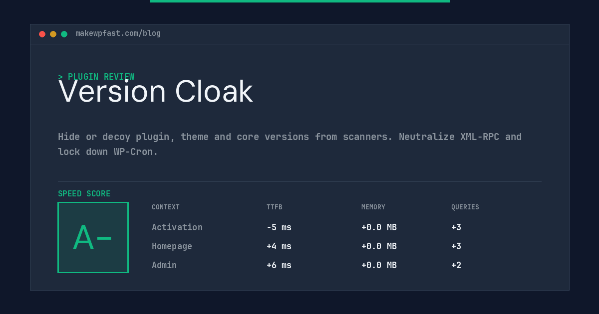 Version Cloak - MakeWPFast