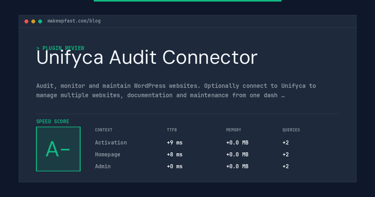 Unifyca Audit Connector - MakeWPFast