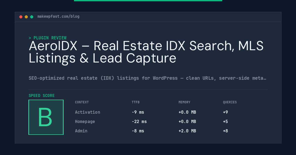 AeroIDX – Real Estate IDX Search, MLS Listings & Lead Capture - MakeWPFast