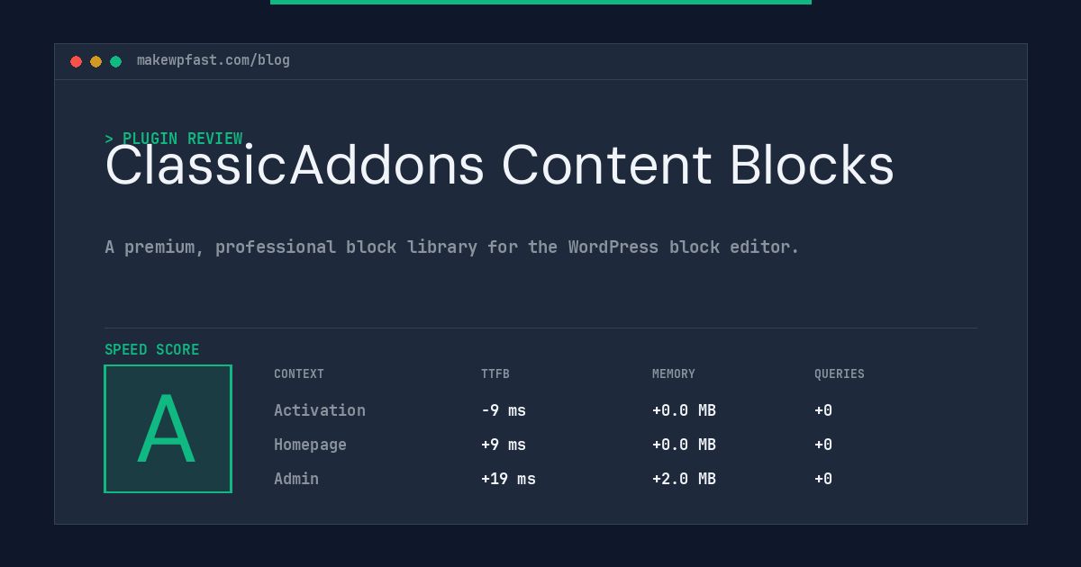 ClassicAddons Content Blocks - MakeWPFast