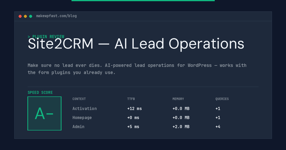 Site2CRM — AI Lead Operations - MakeWPFast