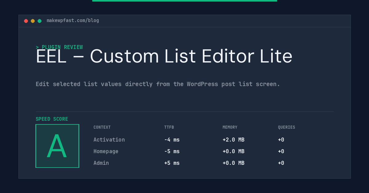 EEL – Custom List Editor Lite - MakeWPFast