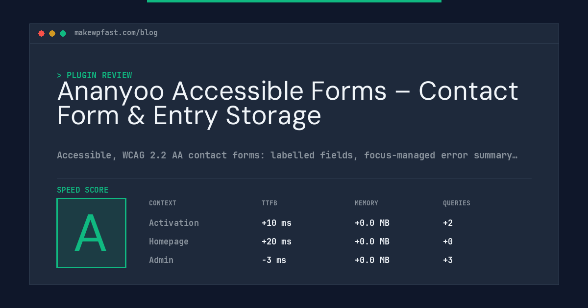 Ananyoo Accessible Forms – Contact Form & Entry Storage - MakeWPFast