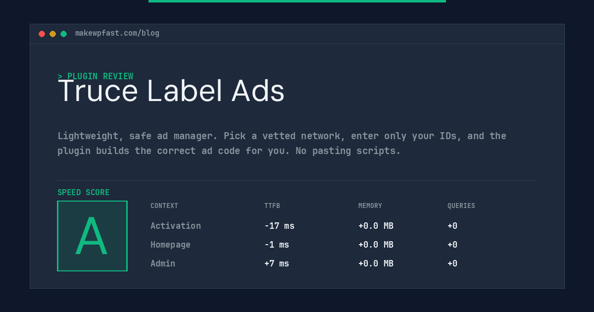 Truce Label Ads - MakeWPFast