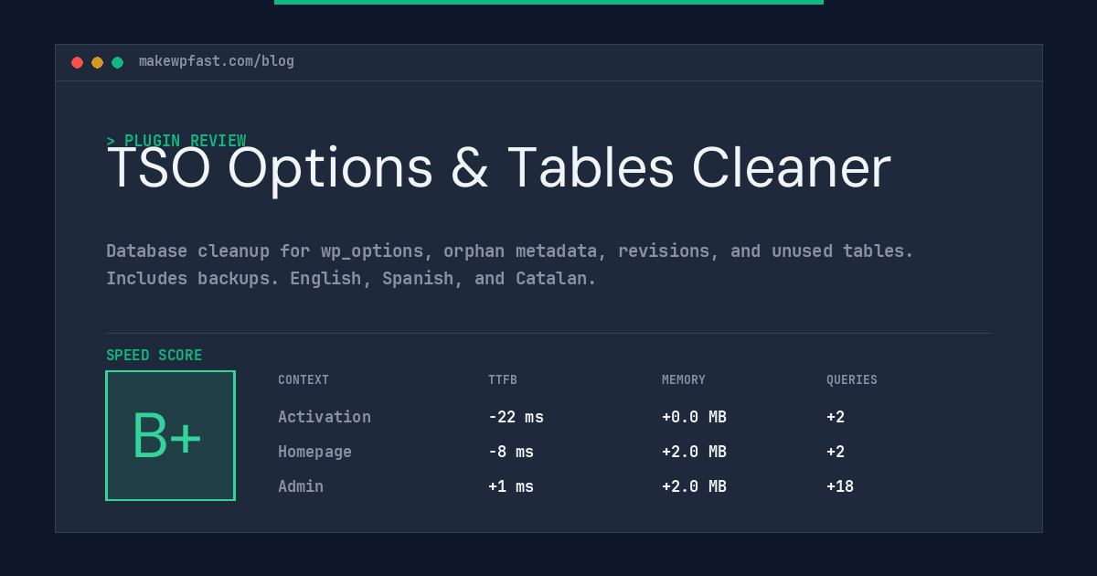 TSO Options & Tables Cleaner - MakeWPFast