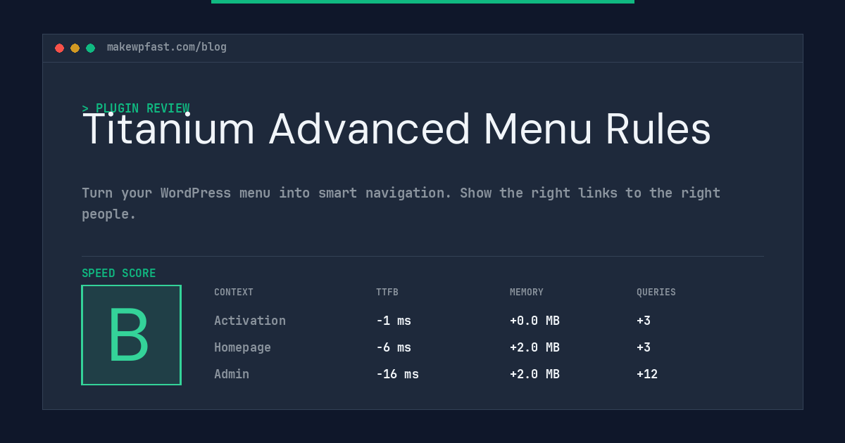 Titanium Advanced Menu Rules - MakeWPFast